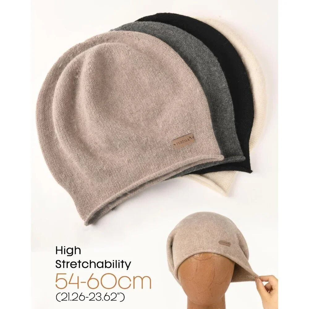 Women Slouchy Beanie Hat Soft Warm Wool Blend Winter Accessories - Picture 4 of 7